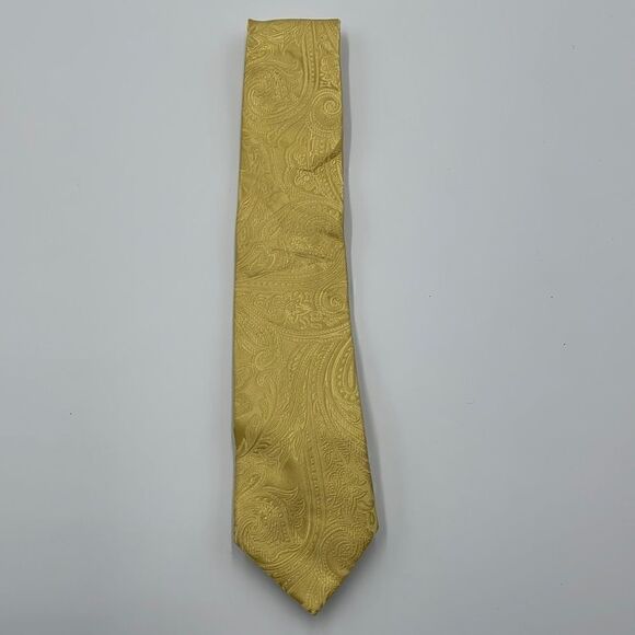 100% silk Yellow paisley pronto uomo necktie - Picture 1 of 5